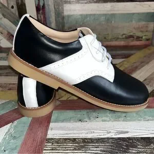 Elephantito Golfers Black & White Saddle Shoes Big Boys NWT Leather SZE 6