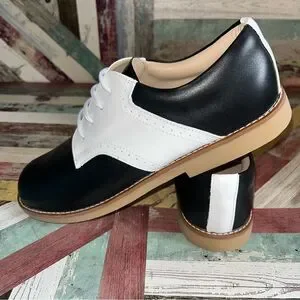Elephantito Golfers Black & White Saddle Shoes Big Boys NWT Leather SZE 6