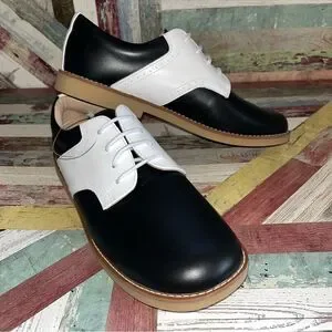 Elephantito Golfers Black & White Saddle Shoes Big Boys NWT Leather SZE 6