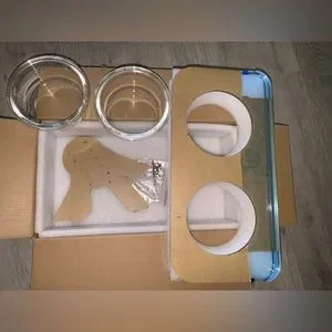 Elevated Adjustable Height Stand Dog/Cat Acrylic Pet Feeder Double Glass Bowls