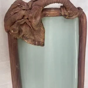 Ellen Evans Terrafirma Sea Green 16 3/4” Tray With Matte Grape Leaf Decoration