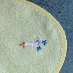 Embroidered Goose Terry Cloth Baby Bib White Yellow Vintage Inspired 2 Pack NWT