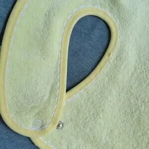Embroidered Goose Terry Cloth Baby Bib White Yellow Vintage Inspired 2 Pack NWT