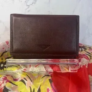 EMPORIO VALENTINI Brown Leather Tri-fold Wallet
