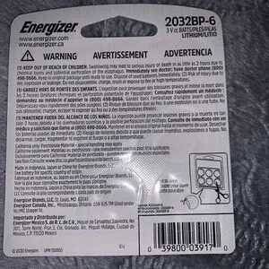Energizer CR2032 3V Lithium Coin Cell 2032 Watch Battery 6 Count