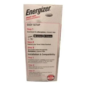 Energizer Smart Wi-Fi 1080p Video Doorbell With Chime Set