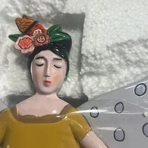 Enesco Allen Designs Guardian Woman With/Flowers Pendulum Wall Clock 12.2”