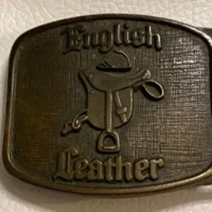 English Leather Belt Buckle Brown Gold 2.25"x1.75"