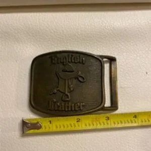 English Leather Belt Buckle Brown Gold 2.25"x1.75"
