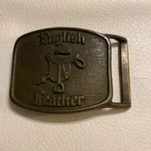 English Leather Belt Buckle Brown Gold 2.25"x1.75"