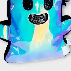 ENVOGUE Iridescent Ghost Vampire Teeth Throw Pillow Halloween Disco 16 X 15