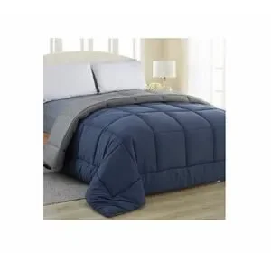 Equinox Twin Size Reversible Navy Blue & Grey Duvet Comforter