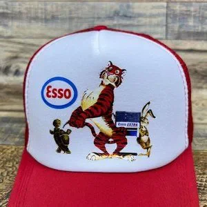 Esso Gas & Oil Mens Trucker Hat Red Snapback Vintage Inspired 50s Advertising