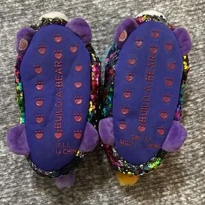 EUC Build A Bear Colorful Sequin Animal Slippers Size Small 11/12