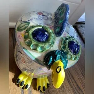 EUC Hand Crafted Porcelain Cookie Jar Bird