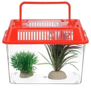 EUC Portable Reptile Habitat Turtle Pet Fish Aquarium With Decor Palm Tree