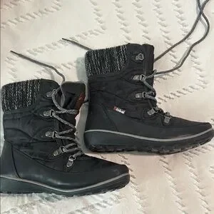 EUC Women’s Global Win Black And Gray Snow Hiking Boots 6.5 Waterproof Insulated