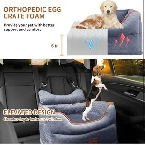 Euhams Memory Foam Elevated Booster Pet Car Seat W/ Washable Cover NWT