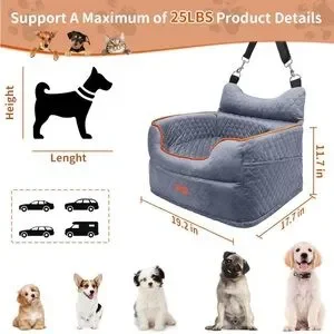 Euhams Memory Foam Elevated Booster Pet Car Seat W/ Washable Cover NWT