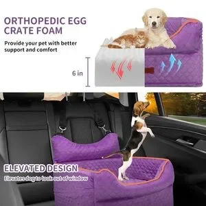Euhams Purple Dog Car Seat - Memory Foam Dog Booster Seat NEW