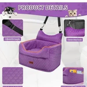 Euhams Purple Dog Car Seat - Memory Foam Dog Booster Seat NEW