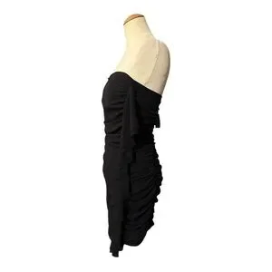 Express Strapless Ruched Ruffle Dress NWT Black Size 4