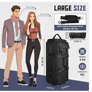 Extra Large Rolling Duffle Bag BLUE NEW