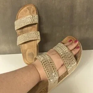 F&F Cork Sandals Kewels Embelished Women’s Size 38EU 7.5US