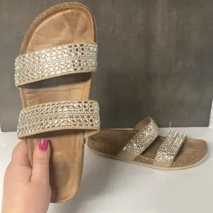 F&F Cork Sandals Kewels Embelished Women’s Size 38EU 7.5US