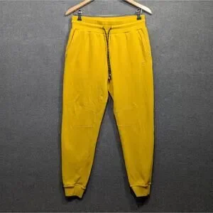 Fabletics Joggers Mens Small Postgame Sweatpants Drawsting Gold Pull On Lounge