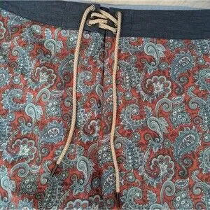 Fair Harbor The Bayberry Paisley Swim Shorts - Blue Red Size 36