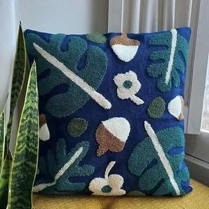 Fall Embroidered Throw Pillow Cover Acorn Pillow Oak Leaf Plant Decor