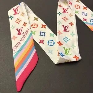 Fashion Scarf Twilly White Multicolored Print