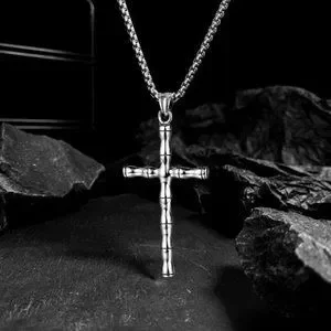 ❤️Fashionable Bamboo Cross Christian Pendant Necklace For Women/men N90201P196