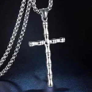❤️Fashionable Bamboo Cross Christian Pendant Necklace for women/men N90201P196