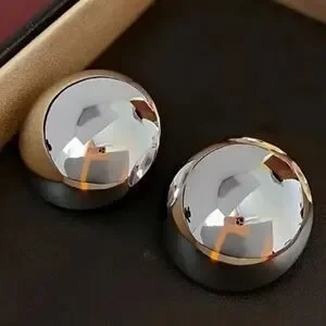 Fashionable Round Metal Stud Earrings Silvery Minimalist Style