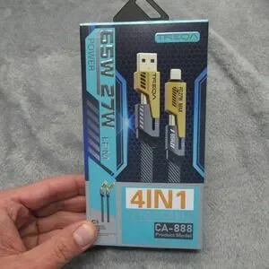 FAST CHARGING 4-in-1 USB Lightning Cable‎ USB-A Type-C 65W 27W Power 1.2M NWB