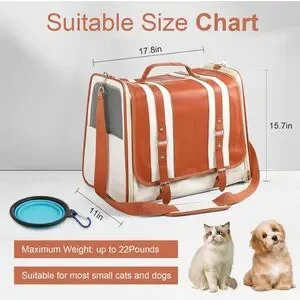 Faux Leather Soft Sided Retro Style Pet/cat Carrier NWT. For Cats Up To 22 Lbs