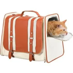 Faux leather soft sided retro style pet/cat carrier NWT. For cats up to 22 lbs