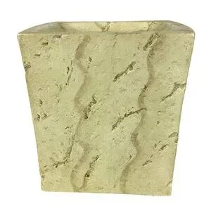 Faux Stone Tissue Box Cover Beige Square Handpainted Rustic Bathroom Decor