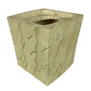 Faux Stone Tissue Box Cover Beige Square Handpainted Rustic Bathroom Decor