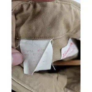 Filson Men Cotton Shirt Beige/Brown Extra Long Size L Made In USA