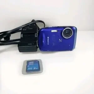 Finepix FUJIFILM Z33WP Blue 10.0MP Waterproof Digital Camera Charger SD Card