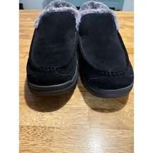 FitVille Recovery Orthopedic Suede Comfort Slipper Slip-On Black Diabetic 13W