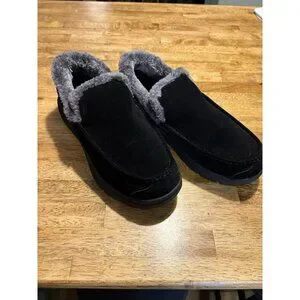 FitVille Recovery Orthopedic Suede Comfort Slipper Slip-On Black Diabetic 13W