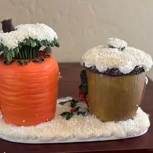 Fitz And Floyd Charming Tales Mouse Rabbit Christmas Village Carrot Acorn