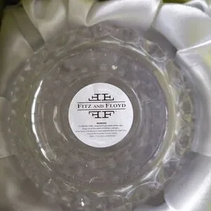 Fitz And Floyd Round Optic Heavy Crystal Votive Candle Bowl 4 3/8 Diam