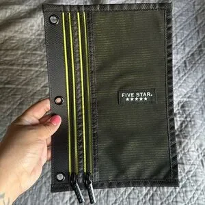Five Star Black And Yellow Dual Zipper School Pencil Pen Marker Binder Pouch