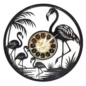FLAMINGO vinyl record clock