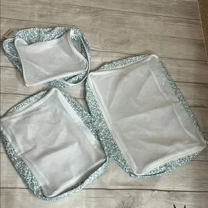 Floral Bath 3set Travel Bags With Mesh Top